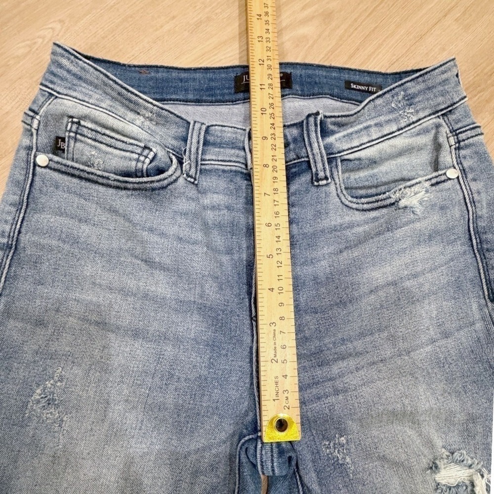 Judy Blue Womens Blue Distressed Denim Raw Hem Stretch Skinny Fit Jeans Size 7 - Picture 7 of 8